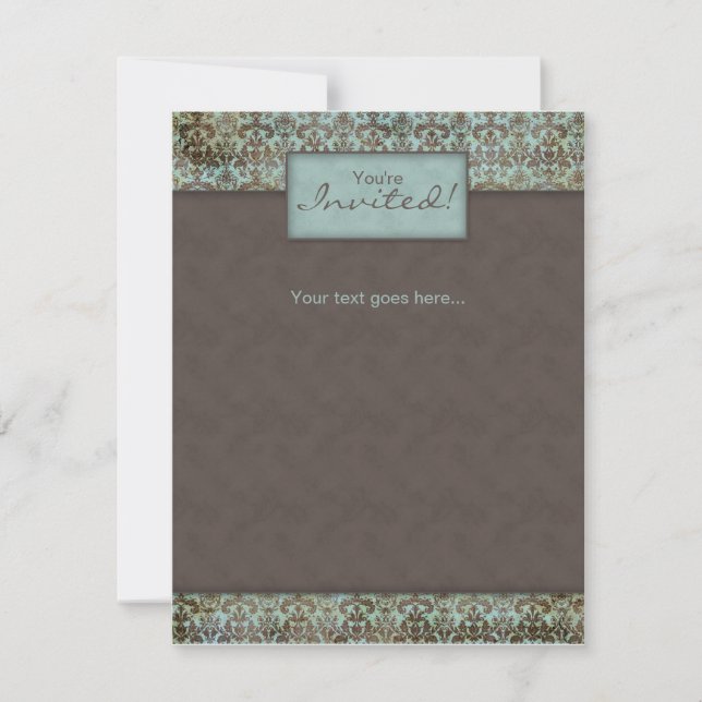 Anuncio de Invitación Damask Brown Turq 5 (Anverso)