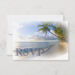 Anuncio de invitación de boda en la playa con RSVP