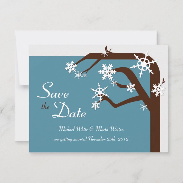 Anuncio de Invitación de Fecha de Árbol de Inviern (Anverso)