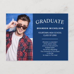 Anuncio de Invitación de Foto de Graduación Azul