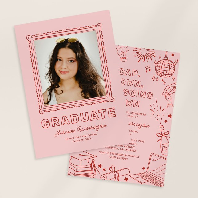 Anuncio de invitación de graduación con doodle de  (Subido por el creador)
