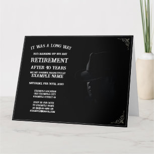 Anuncio de jubilación con vaquero en media sombra