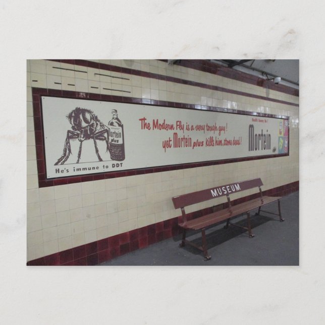 Anuncio de la vieja Morteína en postal de la estac (Anverso)