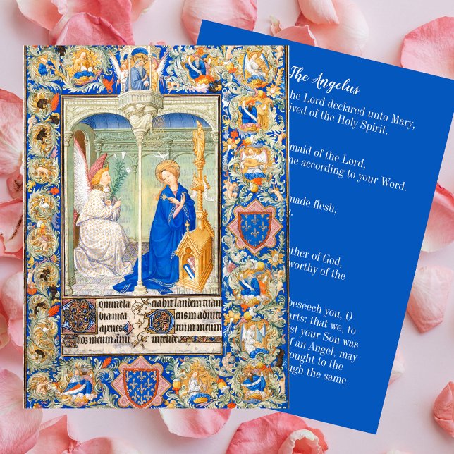 Anuncio de la Virgen Angelus María Oración Católic (The Angelus Blessed Virgin Mary Archangel Gabriel the Annunciation Feast Catholic Prayer Card)