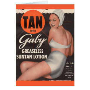 Anuncio de loción solar Gaby de 1950
