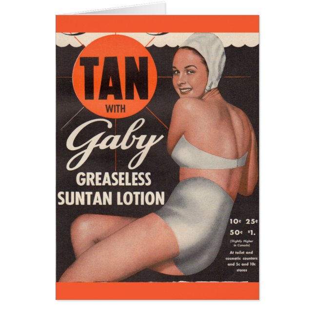 Anuncio de loción solar Gaby de 1950 (Frente)