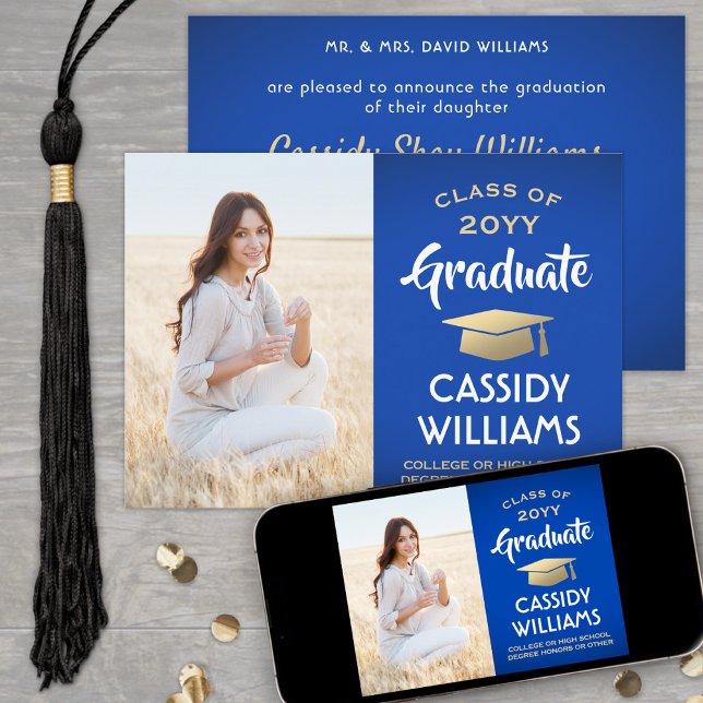 Anuncio De los padres 1 Foto Graduación Real Azul y Oro (Subido por el creador)