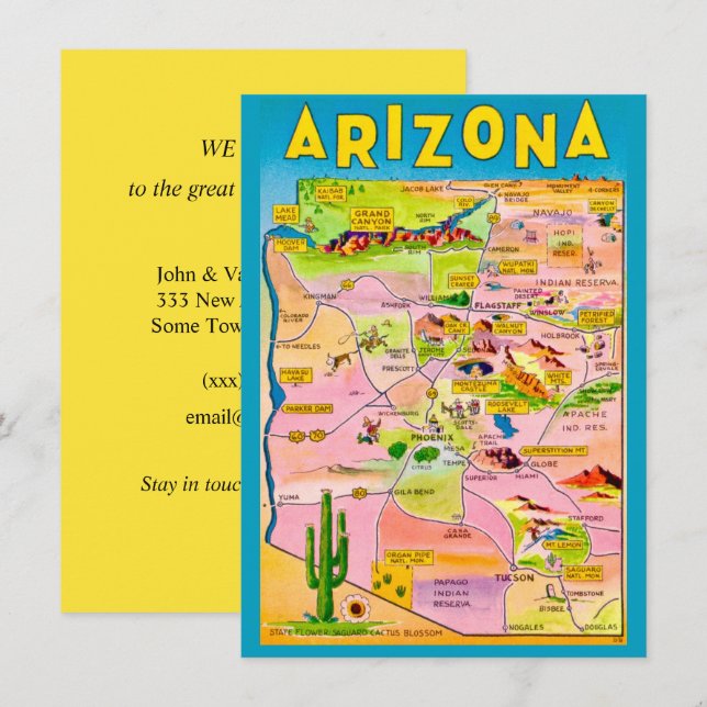 Anuncio de Mapa de Arizona Colorido en Movimiento (Anverso / Reverso)