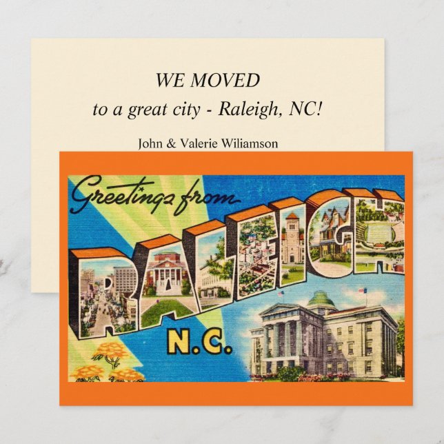 Anuncio de Mapa de Raleigh NC en Movimiento (Anverso / Reverso)