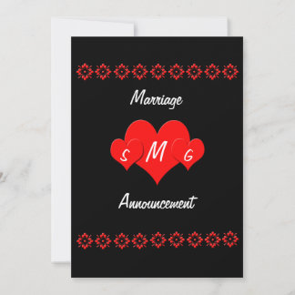 Anuncio de matrimonio con corazón monograma
