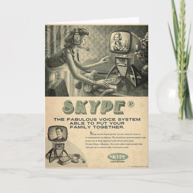 Anuncio de medios sociales de Skype retro a través (Anverso)