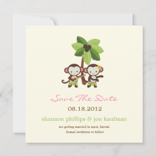 Anuncio de monos de Luau para guardar la fecha