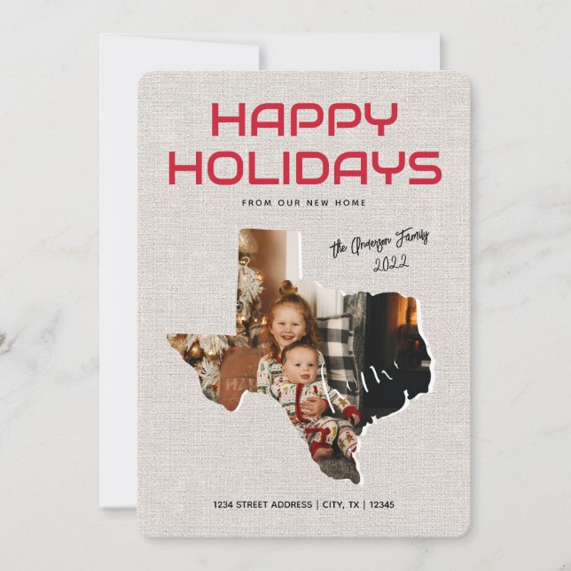 Anuncio de Mudanza a Texas Felices Fiestas (Anverso)