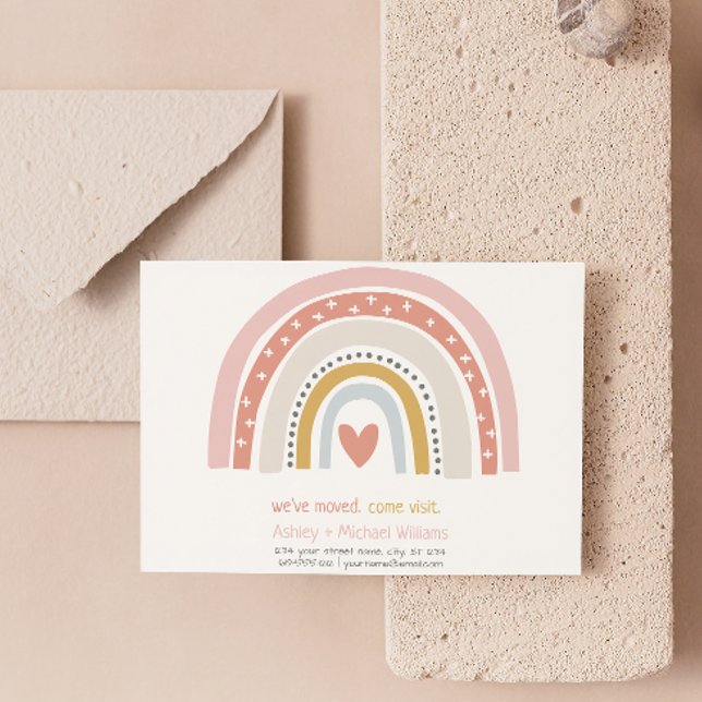 Anuncio de Mudanza Boho Moderno Rosa Arcoíris (Get into the holiday spirit with a heartfelt christmas post card! 🎅)