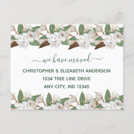 Anuncio de Mudanza con Magnolias Florales Blancas 