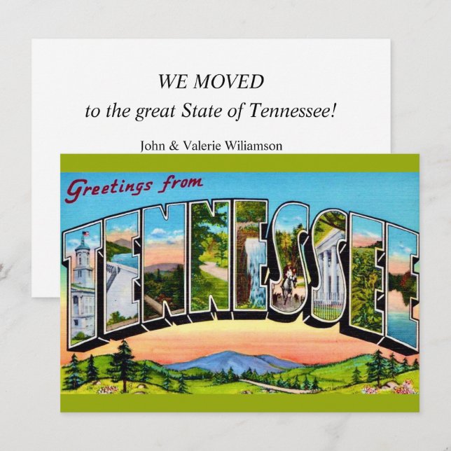 Anuncio de Mudanza con Tarjeta Postal de Tennessee (Anverso / Reverso)