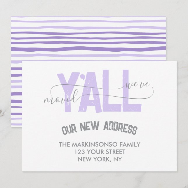 Anuncio de mudanza de Lilac We Moved Y'all (Anverso / Reverso)
