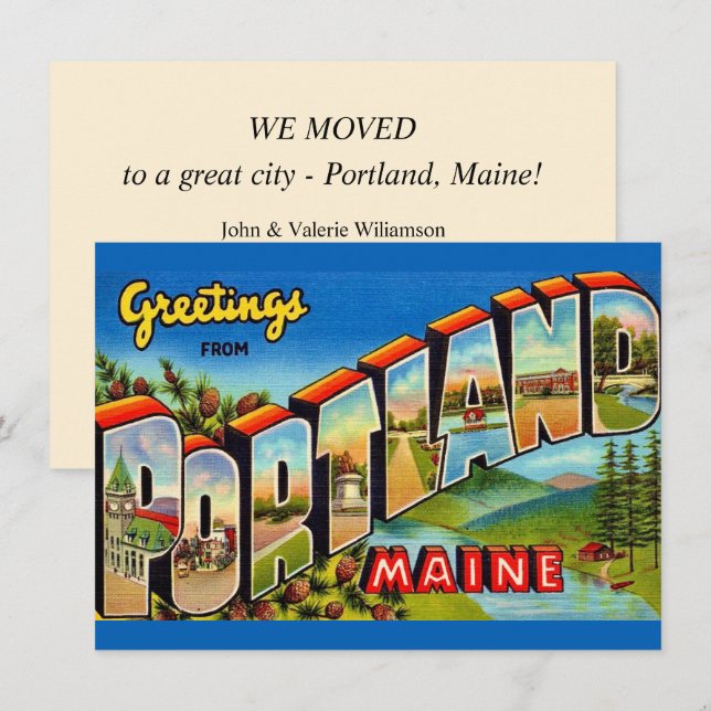 Anuncio de Mudanza en Portland Maine (Anverso / Reverso)