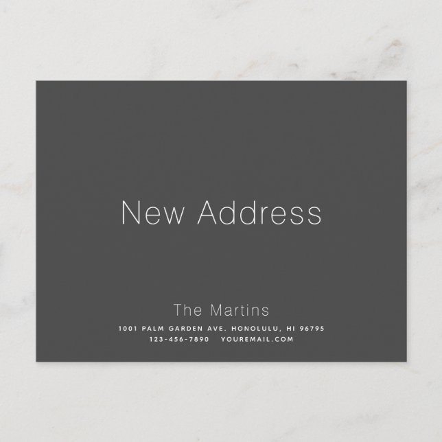 Anuncio de Mudanza Minimalista Gris Oscuro (Anverso)