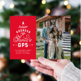 Anuncio de mudanza tarjeta de Navidad con 4 fotos