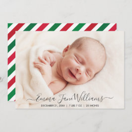 Anuncio de nacimiento a rayas rojas y verdes de Pa