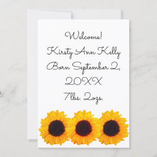 Anuncio de Nacimiento Amarillo Girasoles para Kate