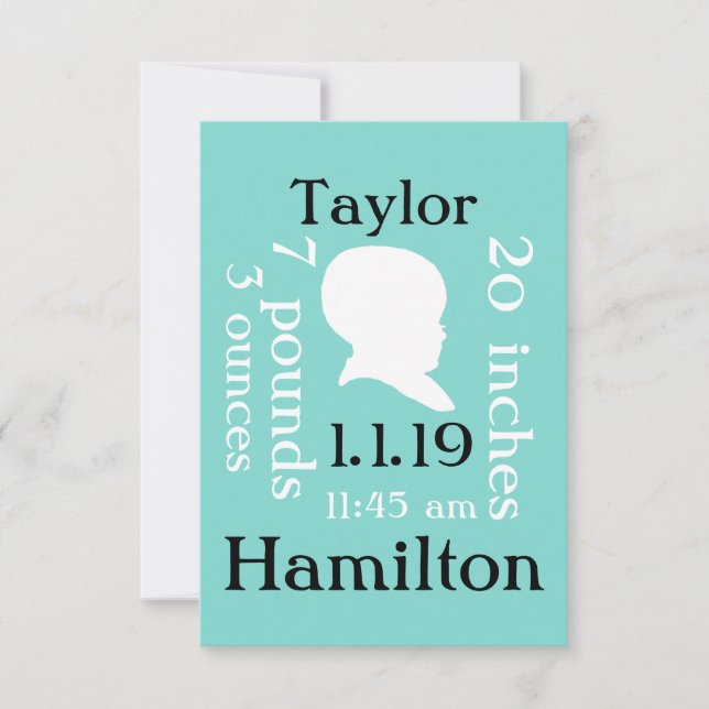 Anuncio de nacimiento azul de bonito (Anverso)