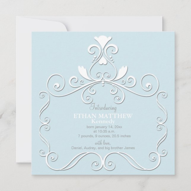 Anuncio de nacimiento azul de Little Royalty (Anverso)