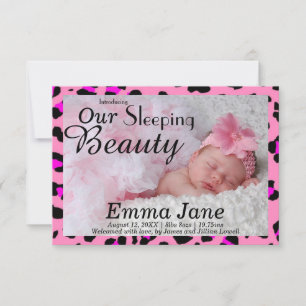 Anuncio de nacimiento Cheetah Sleeping Beauty 3x5