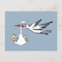 Anuncio de nacimiento: cigüeña y tarjeta postal pa