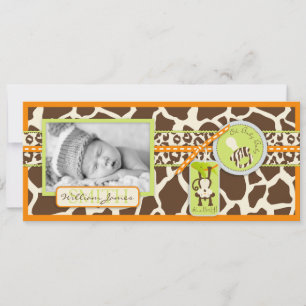 Anuncio de nacimiento con estampado de safari de m