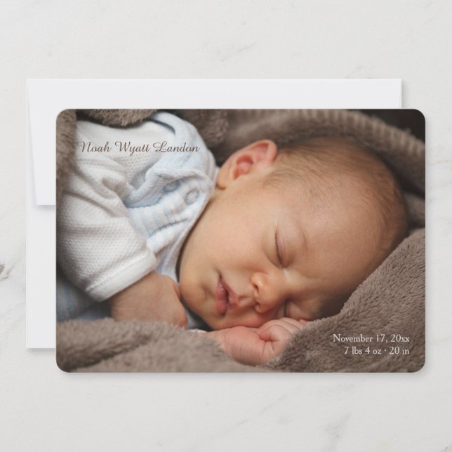 Anuncio de Nacimiento con Foto Adorable (Anverso)