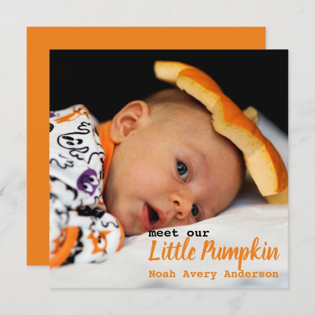 Anuncio de nacimiento con foto de Acción de Gracia (Anverso / Reverso)