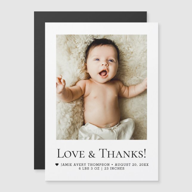 Anuncio de nacimiento con foto de bebé Amor y Grac (Anverso/Reverso)