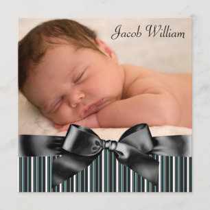 Anuncio de nacimiento con foto de bebé niño con ra
