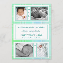 Anuncio de nacimiento con foto de cuatro cuadros d