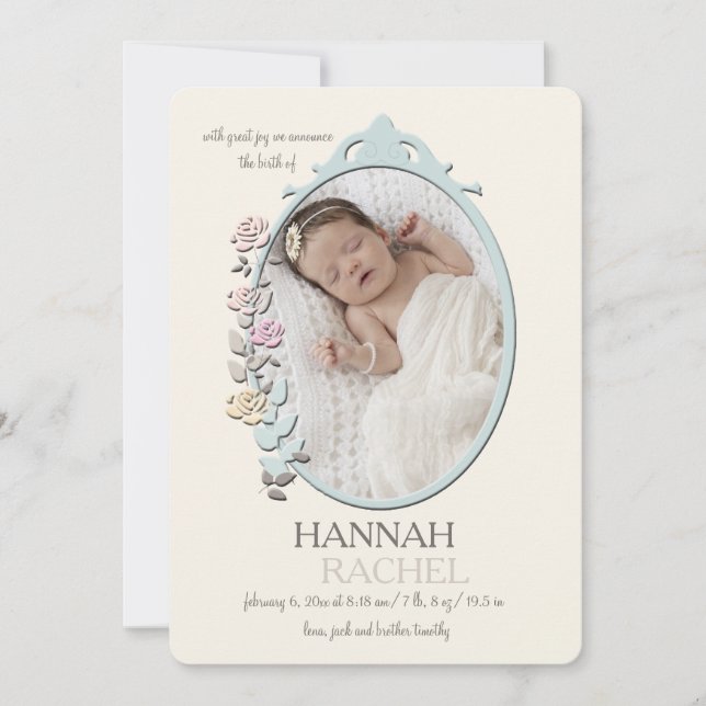 Anuncio de Nacimiento con Foto de Dulce Reflexión (Anverso)
