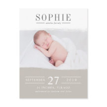 Anuncio de nacimiento con foto de perfección Latte