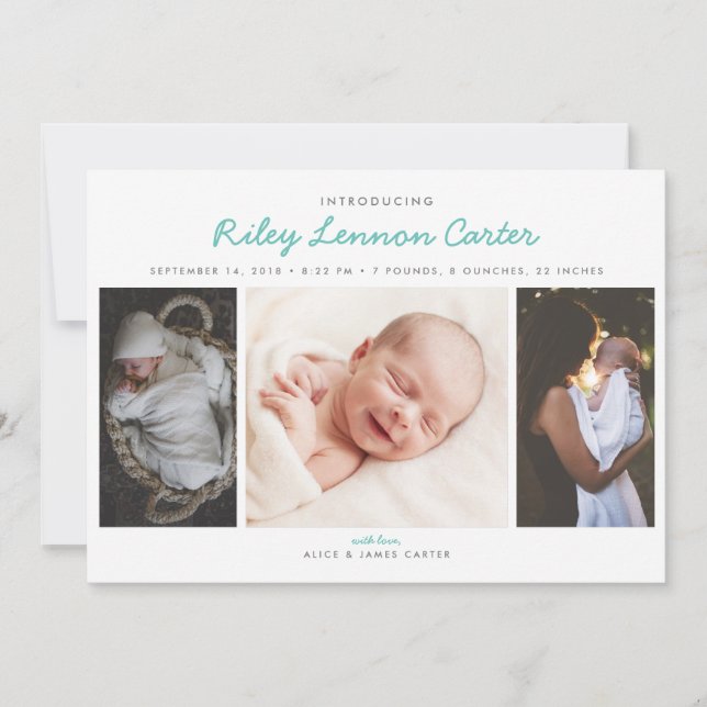 Anuncio de nacimiento con foto de presentación ami (Anverso)