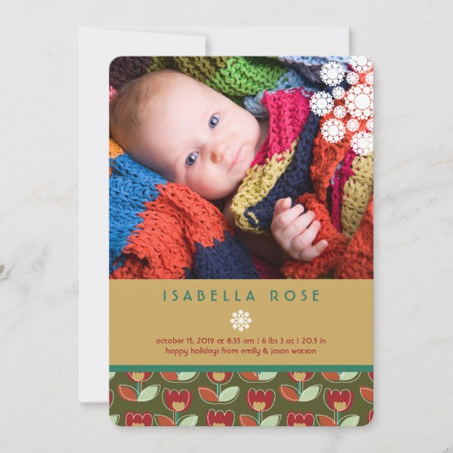 Anuncio de nacimiento con foto de vacaciones de tu (Anverso)