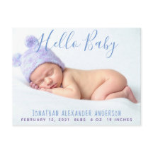 Anuncio de nacimiento con foto del bebé moderno ta