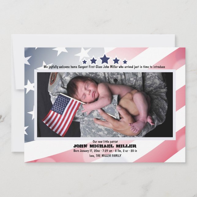 Anuncio de nacimiento con foto del Día del Trabajo (Anverso)