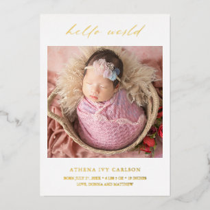 Anuncio de nacimiento con foto elegante con lámina