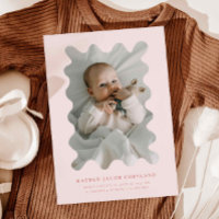 Anuncio de nacimiento con foto en marco ondulado r