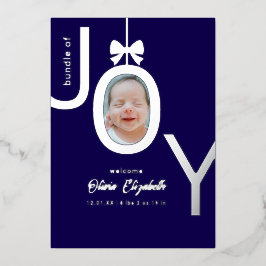 Anuncio de nacimiento con lámina de plata real Fot