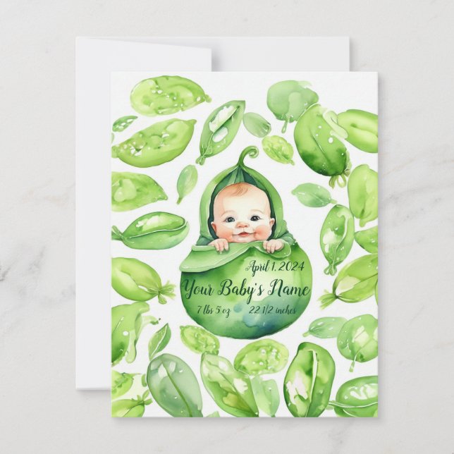 Anuncio de nacimiento con precisión de Pea Pod (Anverso)