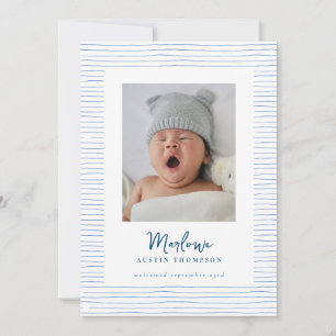 Anuncio de nacimiento con rayas azules clásicas a 