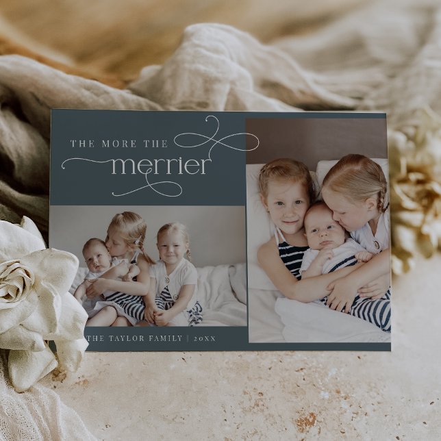Anuncio de nacimiento con tarjeta de Navidades Blu (AUDREY Blue Cute Christmas Card Birth Announcement)