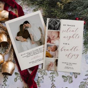 Anuncio de nacimiento con tira de fotos de Navidad