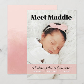 Anuncio de nacimiento Conoce a Baby Pink Rubor Sim